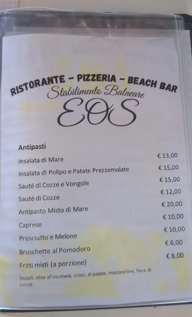 Menu_Stabilimento Balneare-Ristorante-Pizzeria 
