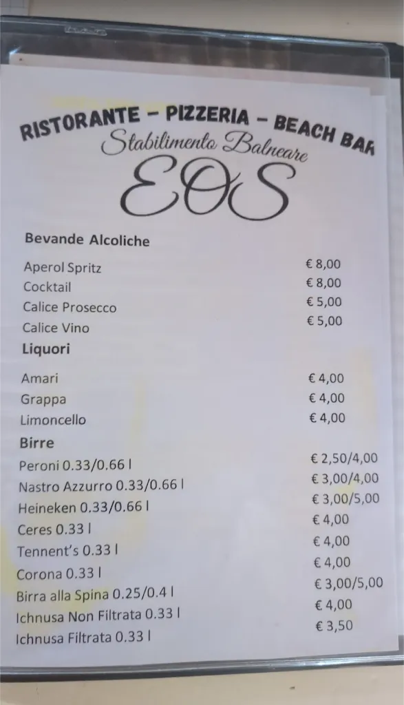 Menu_Stabilimento Balneare-Ristorante-Pizzeria 