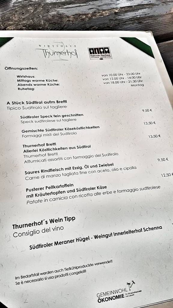 Menu_Restaurant Wirtshaus Thurnerhof_Scena - Schenna_image_1