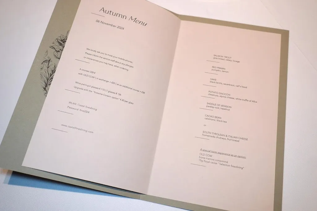 Menu_Castel fine dining_Tirolo_image_1