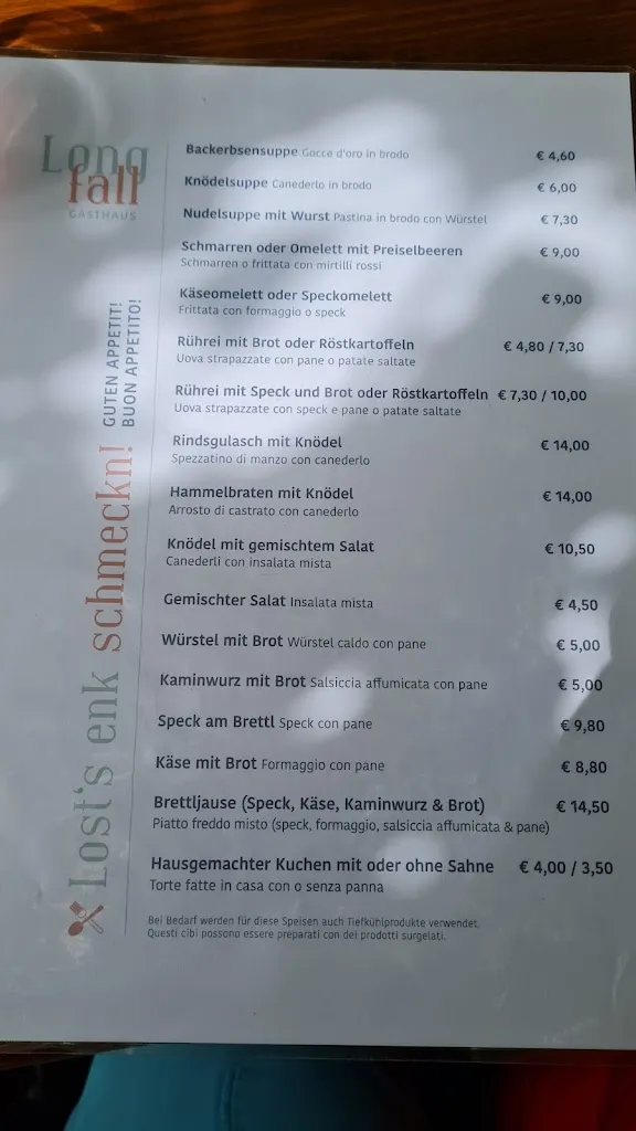 Menü_Gasthaus Longfall_Tirolo_Bild_1