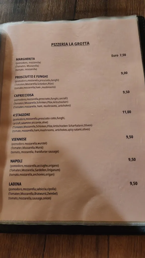 Menu_Pizzeria Ristorante La Grotta - Vigo di Fassa_Vigo di Fassa_image_4