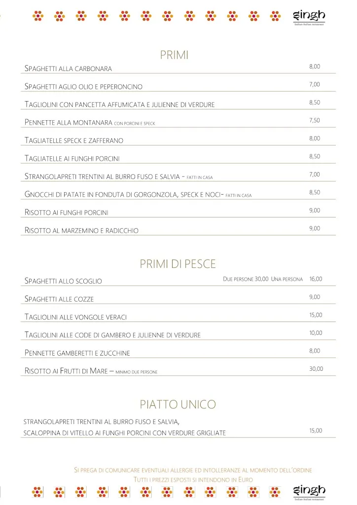 Menu_Ristorante Singh - All'Amicizia_Villa Lagarina_immagine_1