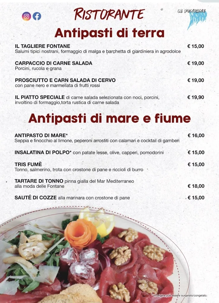 Menu_Ristorante Pizzeria Le Fontane Srl_Villa Rendena_immagine_1