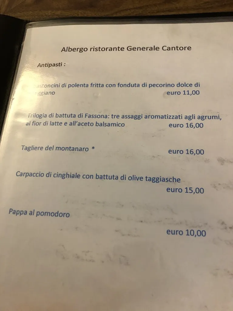Menu_Albergo Generale Cantore - Monte Amiata -_Abbadia San Salvatore_image_1