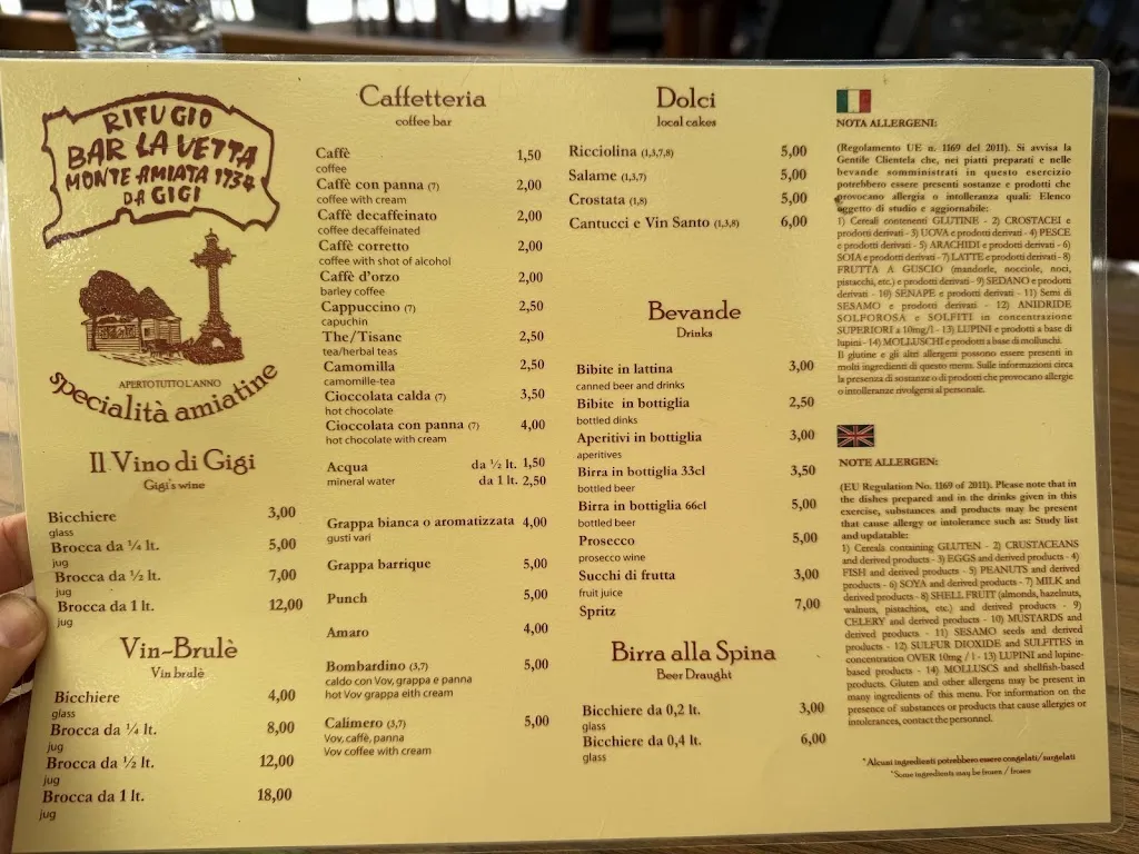 Menu_Ristoro bar la vetta da Gigi_Abbadia San Salvatore_image_1