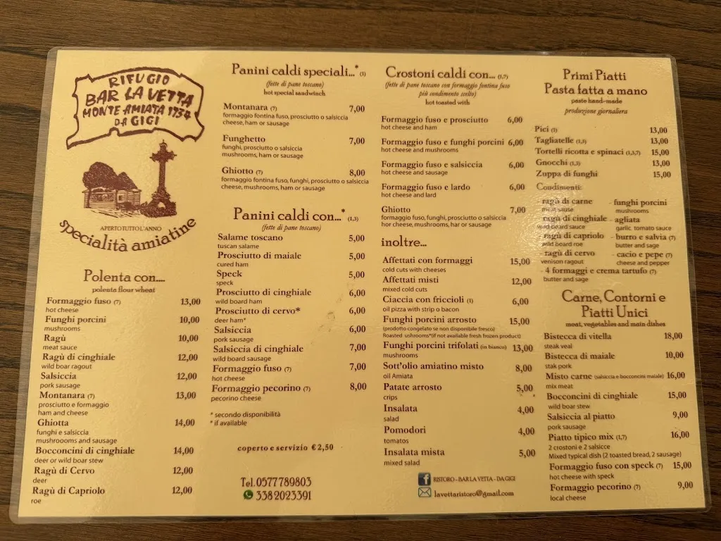 Menu_Ristoro bar la vetta da Gigi_Abbadia San Salvatore_image_2
