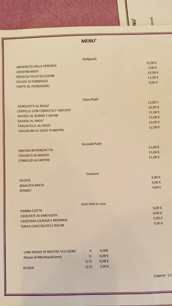 Menü_Vecchia Osteria la Pergola_Anghiari_Bild_3