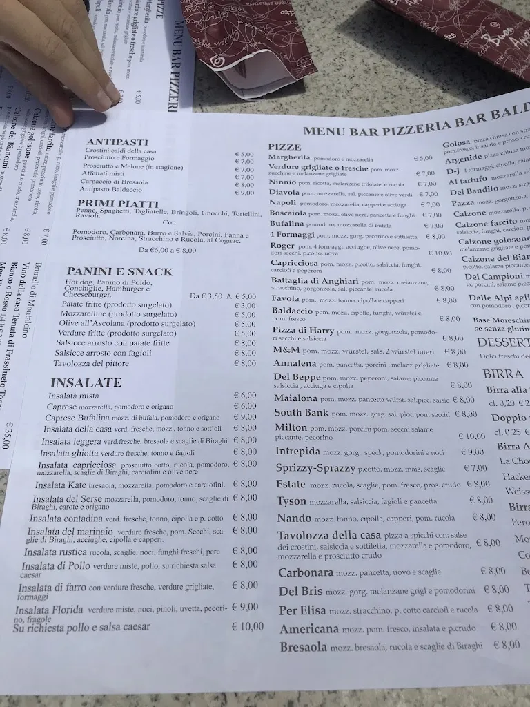 Menu_Bar Pizzeria Baldaccio a fianco Museo della Battaglia e Di Anghiari_Anghiari_immagine_4