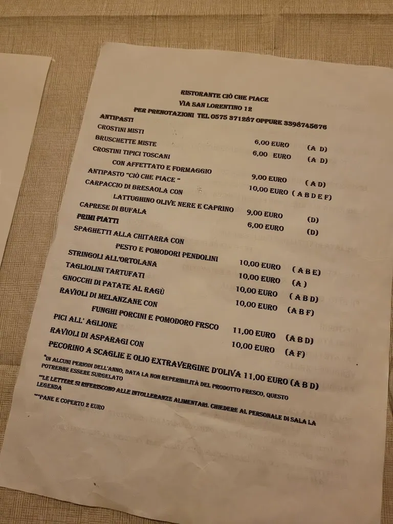 Menu_Ristorante Ciò che Piace AREZZO_Arezzo_immagine_4