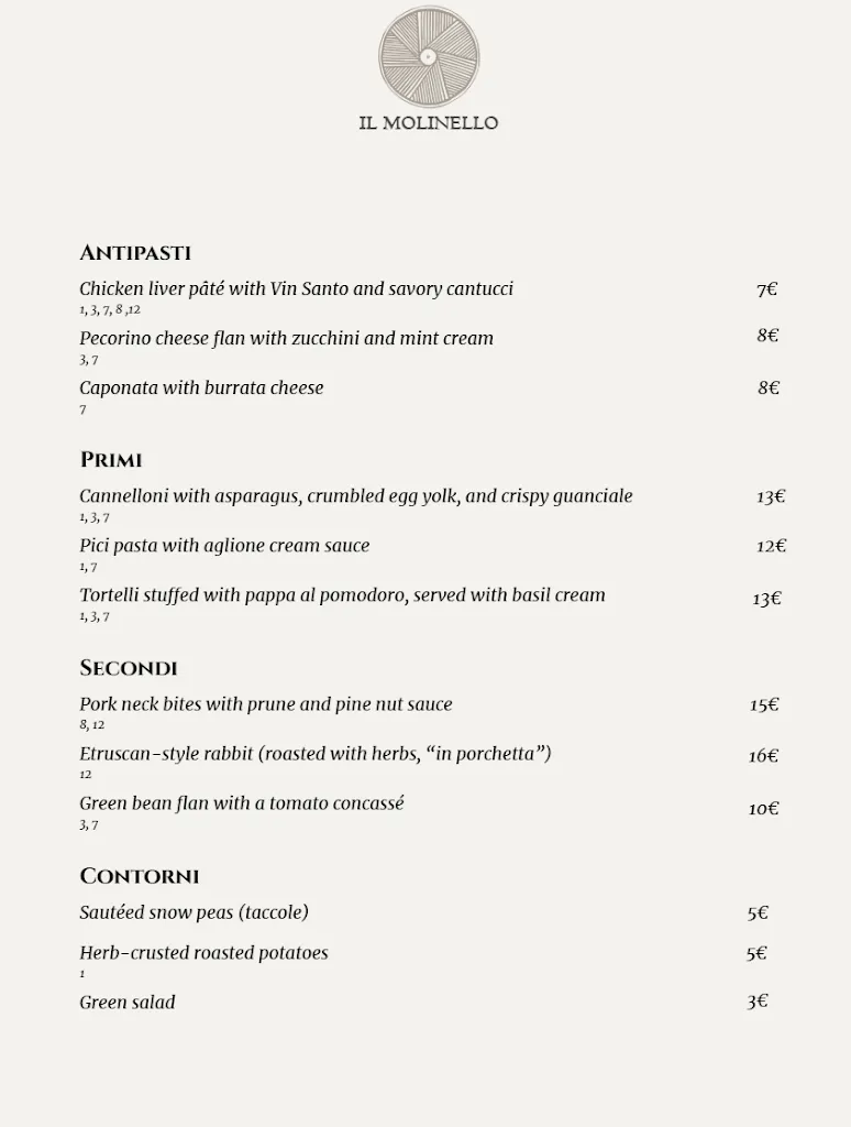 Menü_Il Molinello Ristorante_Asciano_Bild_1