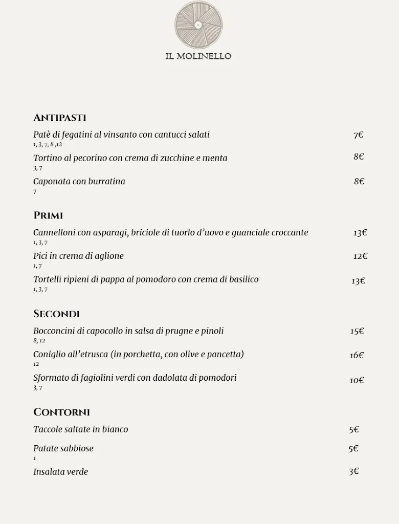 Menü_Il Molinello Ristorante_Asciano_Bild_2