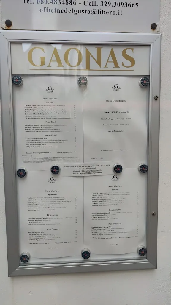 Menu_Ristorante Gaonas - Martina Franca_Martina Franca_imagen_1
