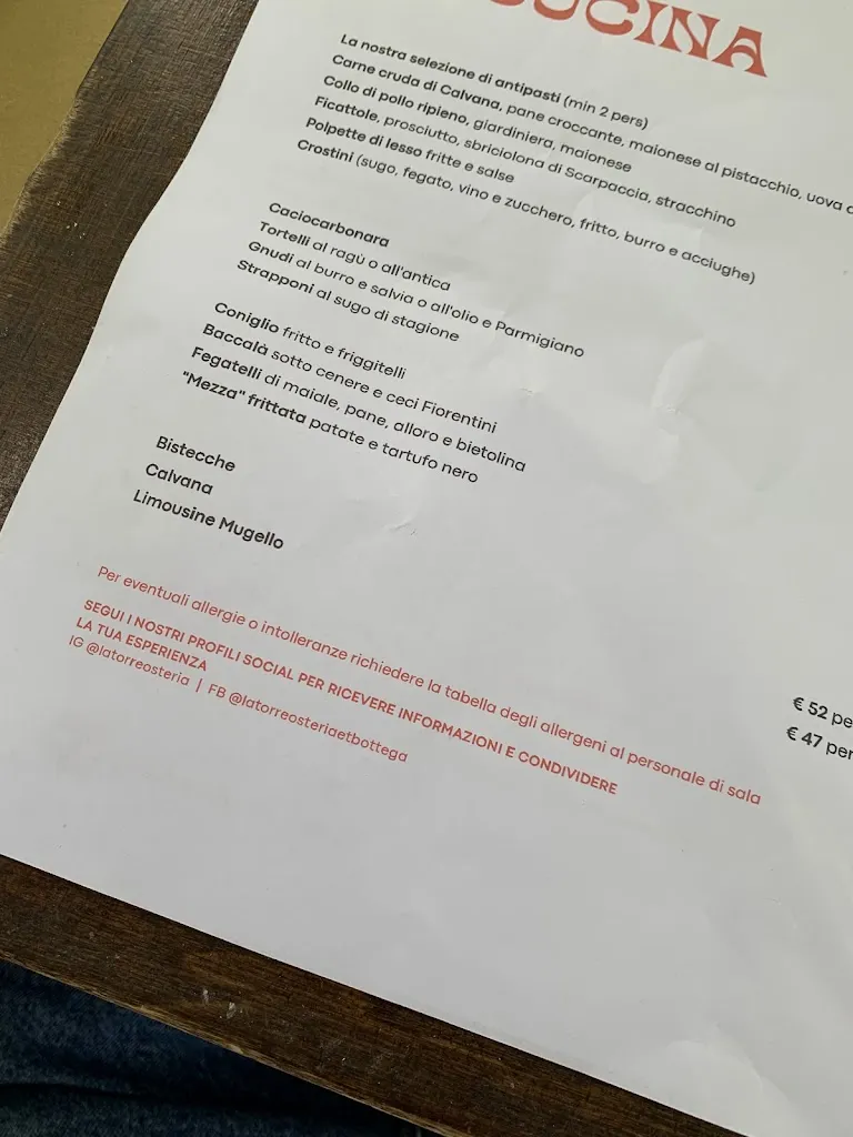 Menu_La Torre Osteria et Bottega_Borgo San Lorenzo_image_1
