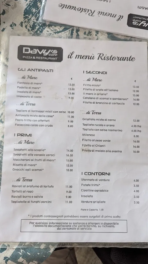 Menu_Davy's Cafe Pizza & restaurant_Camporgiano_immagine_1
