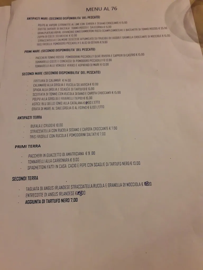 Menu_Al 76 da michele PIZZERIA.BRACERIA.RISTORANTE_Melendugno_image_2