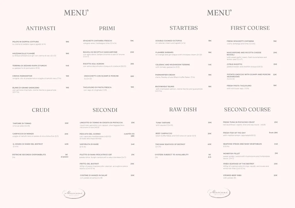 Menu_Mariani Bistrot_Camaiore_immagine_1