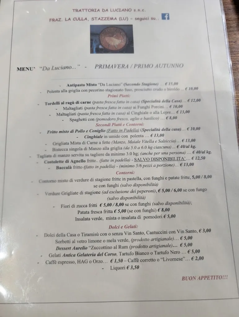 Menu_Trattoria Da Luciano_Camaiore_image_1