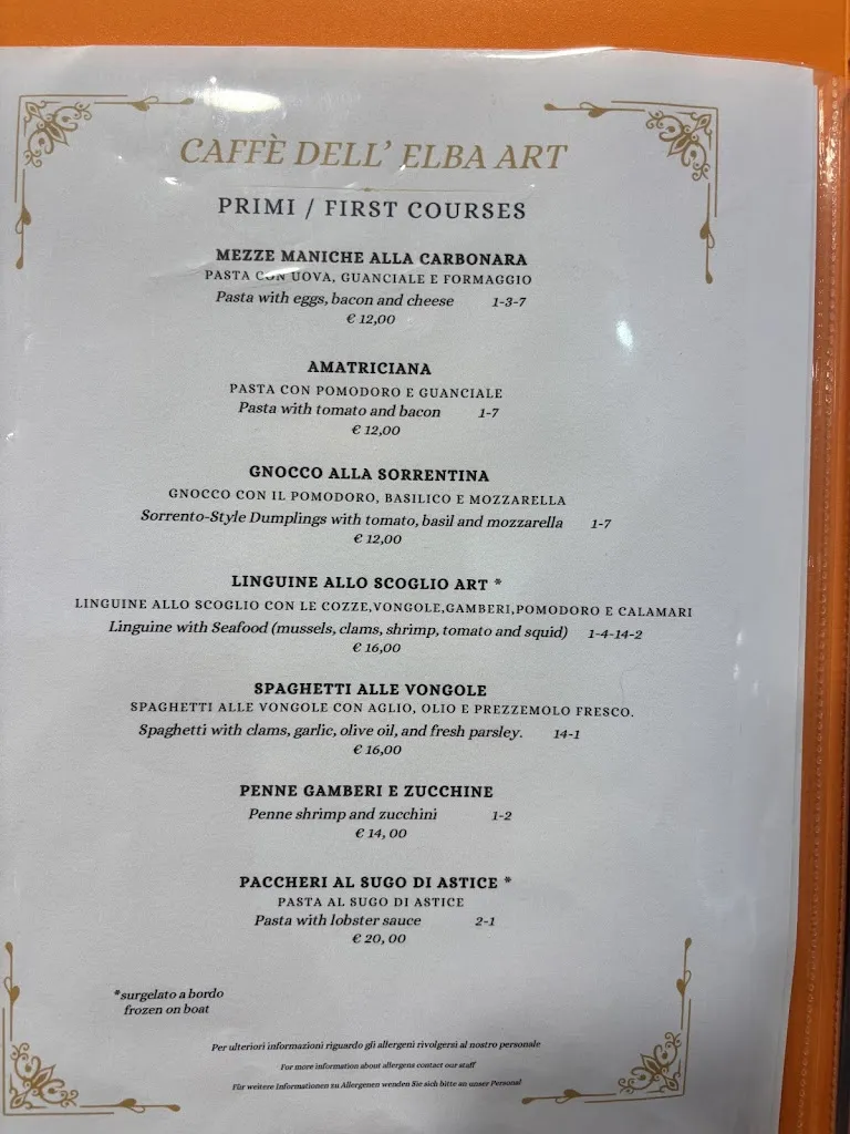 Menu_Ristorante Pizzeria Caffè dell'Elba Art_Campo nell'Elba_immagine_1