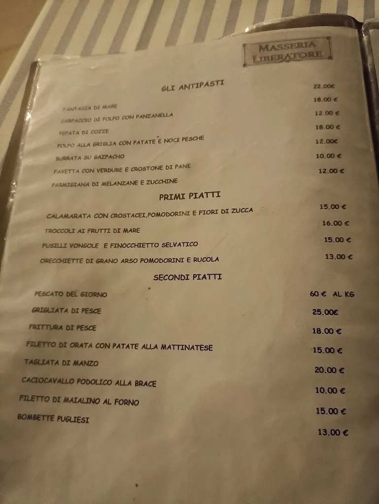 Menu_Ristorante Masseria Liberatore_Mattinata_image_1