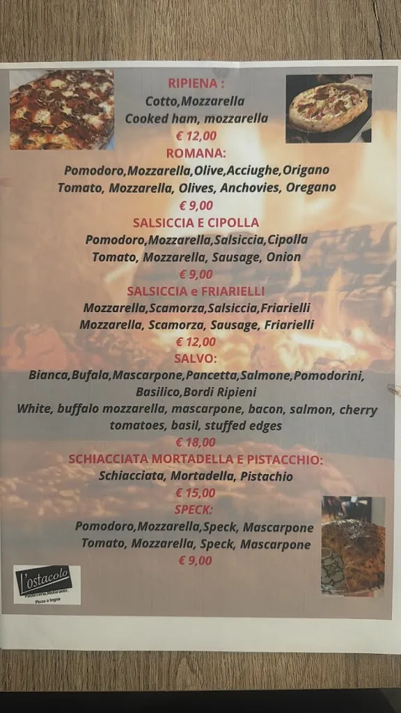 Menu_Pizzeria/pasticceria/Ristorante/Forno L'Ostacolo_Castelfranco di Sotto_image_2