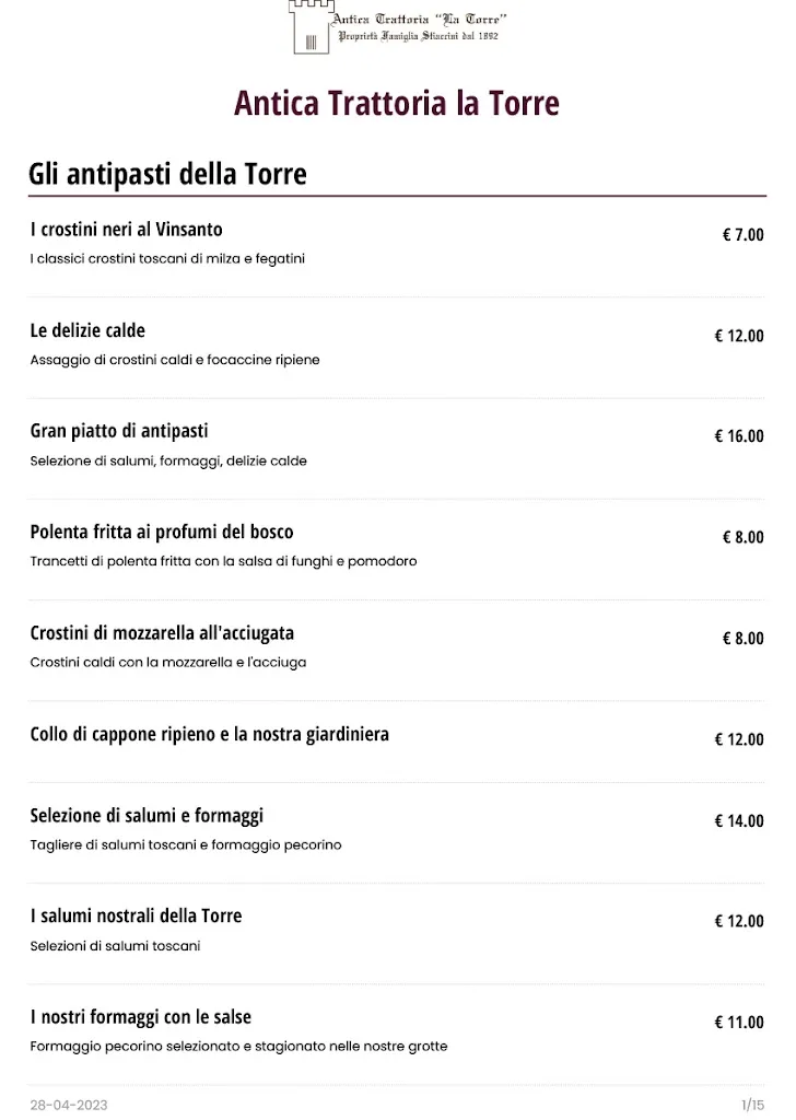 Menu_Antica Trattoria La Torre_Castellina in Chianti_image_4
