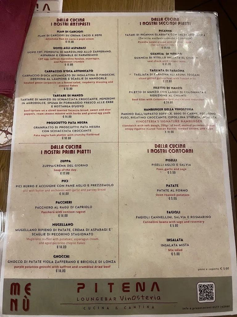Menu_Pitena Cantina e Cucina_Castellina in Chianti_image_1