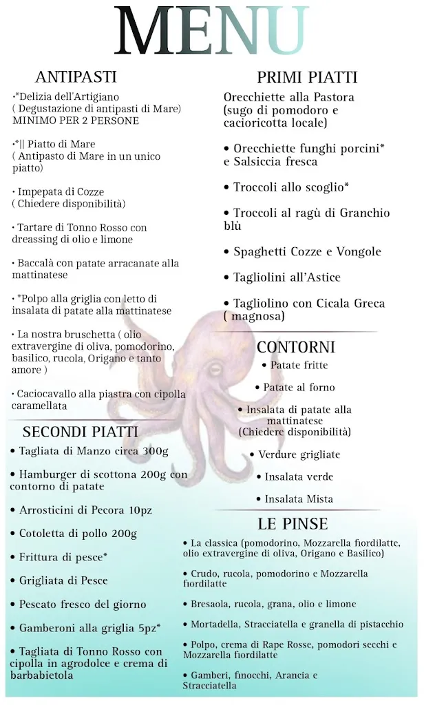Menu_Gli artigiani del gusto RISTORANTE_Mattinata_image_1