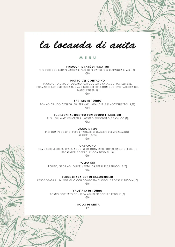 Menü_La Locanda di Anita_Cetona_Bild_1