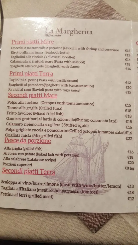 Menu_Ristorante La Margherita Isola del Giglio_Giglio Castello_image_2