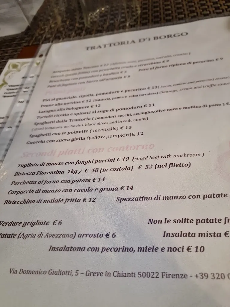 Menu_Trattoria D'ì Borgo_Greve in Chianti_image_1