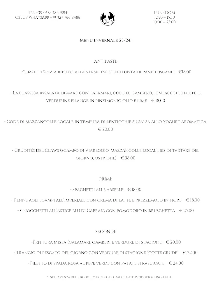 Menu_Catch Claw's_Forte dei Marmi_image_1