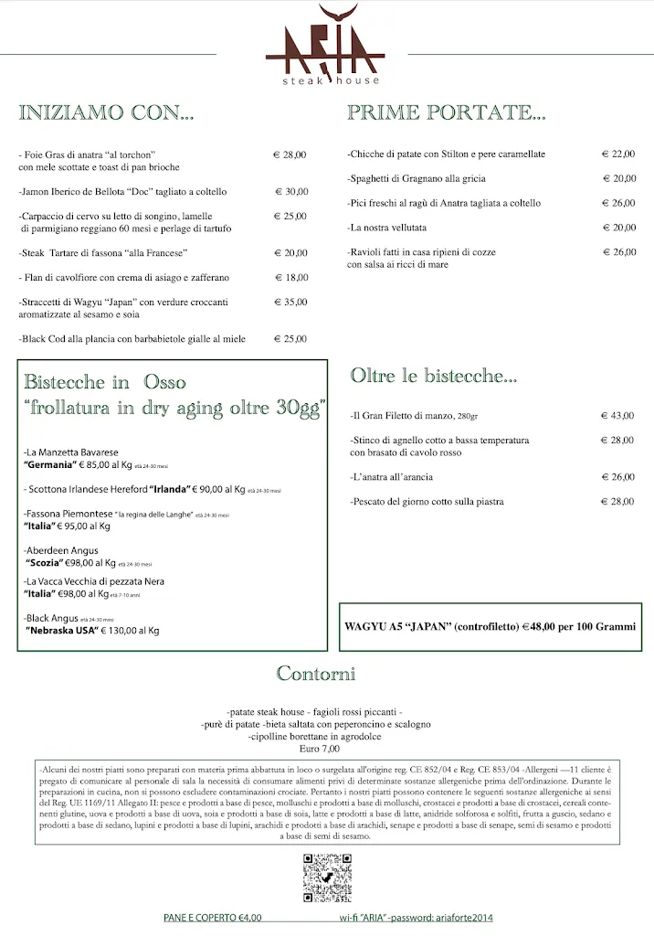 Menü_Aria Steakhouse_Forte dei Marmi_Bild_1
