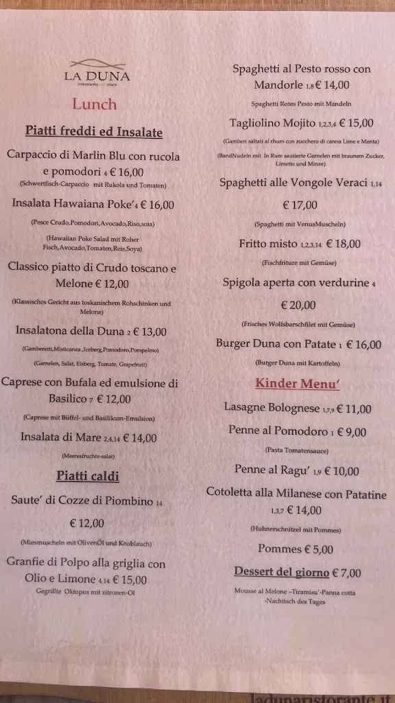 Menu_La Duna - Ristorante sul Mare_Follonica_image_1