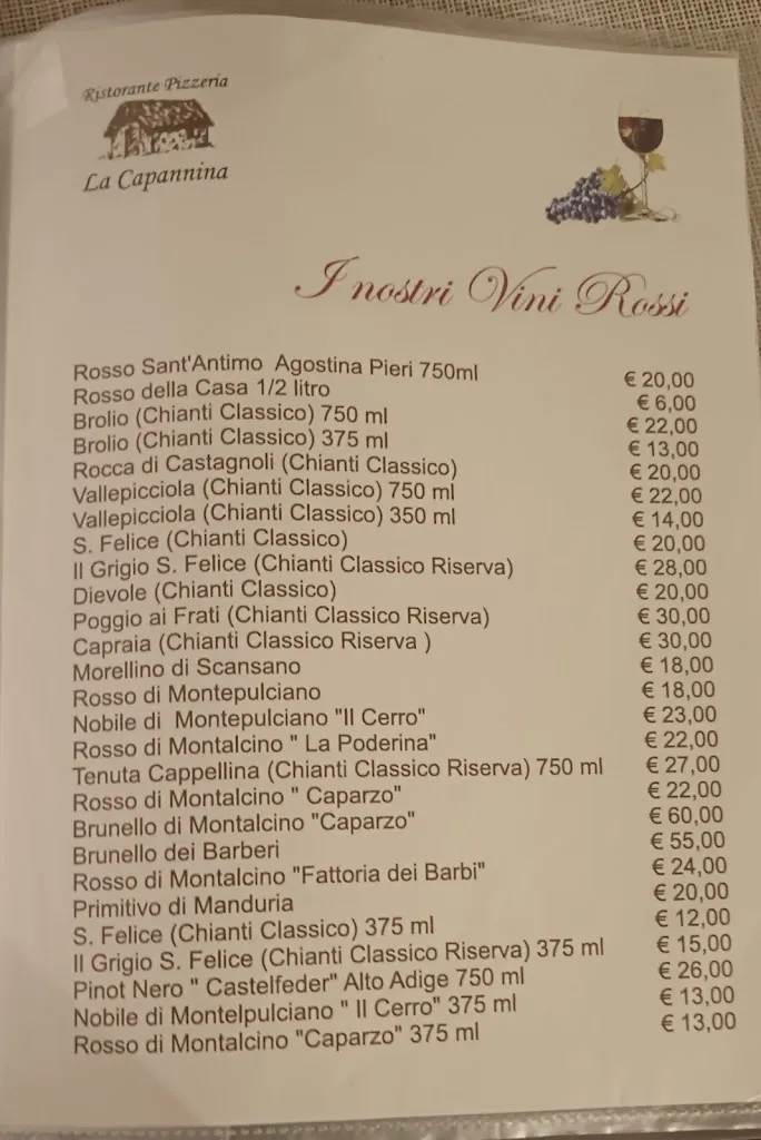 Menu_Ristorante Pizzeria La Capannina_Isola D'Arbia_immagine_1