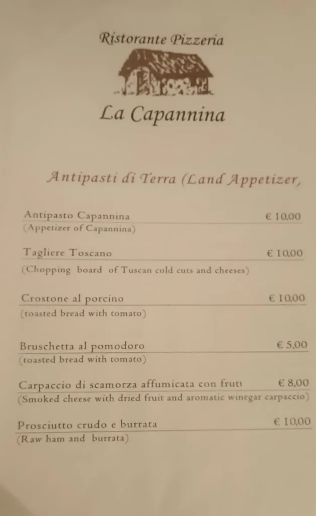 Menu_Ristorante Pizzeria La Capannina_Isola D'Arbia_immagine_4
