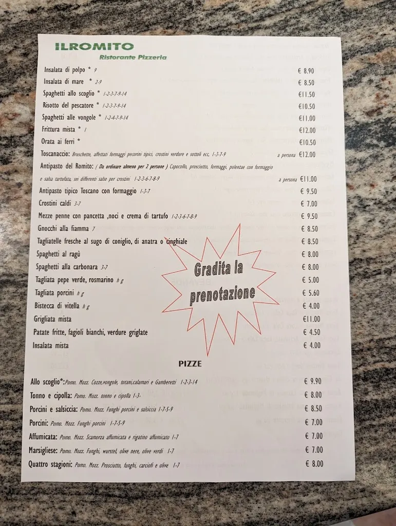 Menu_Ristorante Pizzeria Il Romito_Laterina_image_2