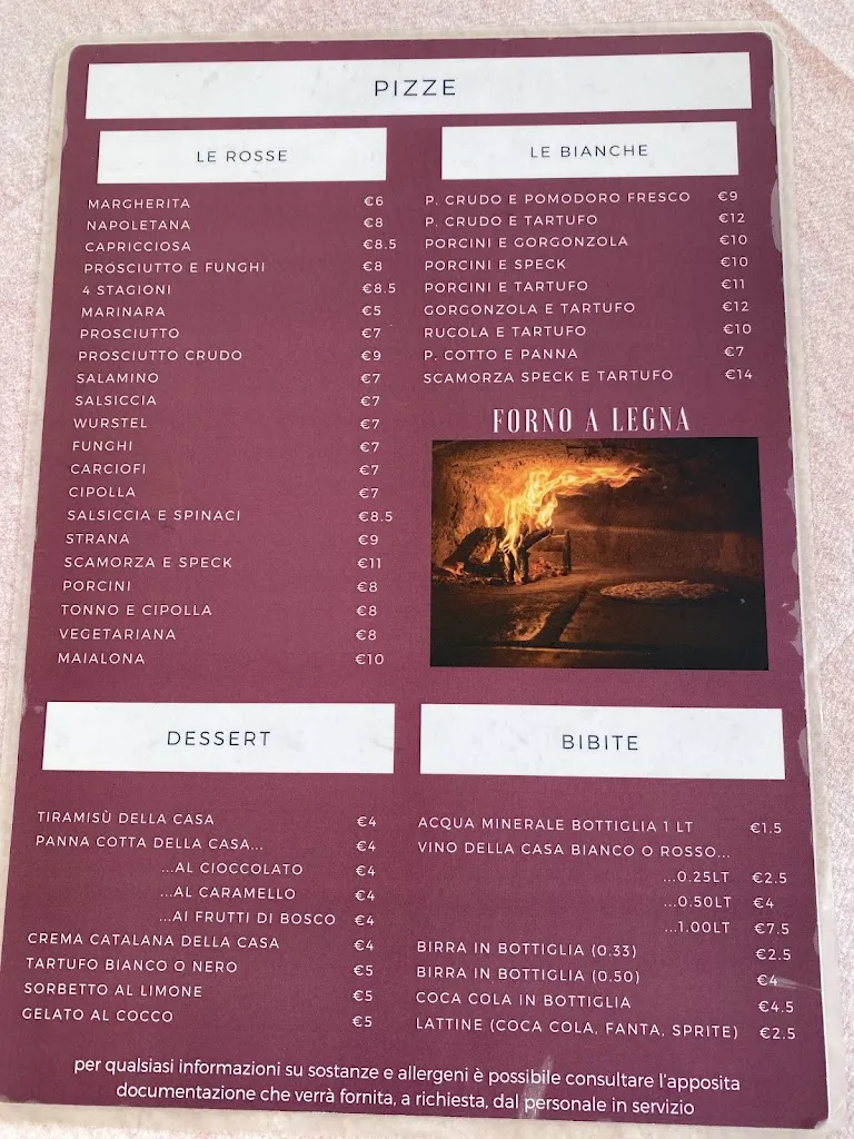 Menü_Pizzeria Dimicla_Loro Ciuffenna_Bild_1