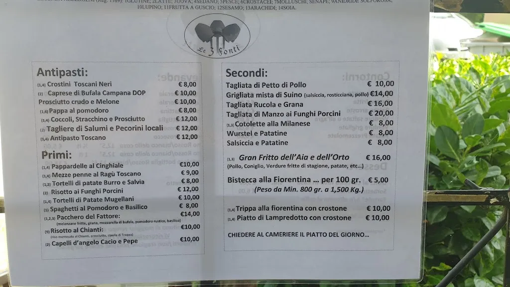 Menu_LE TRE FONTI - Ristorante / Hotel_Loro Ciuffenna_image_3