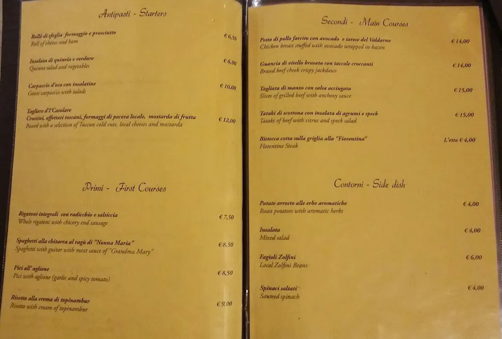 Menu_Osteria I'Casolare_Loro Ciuffenna_image_1