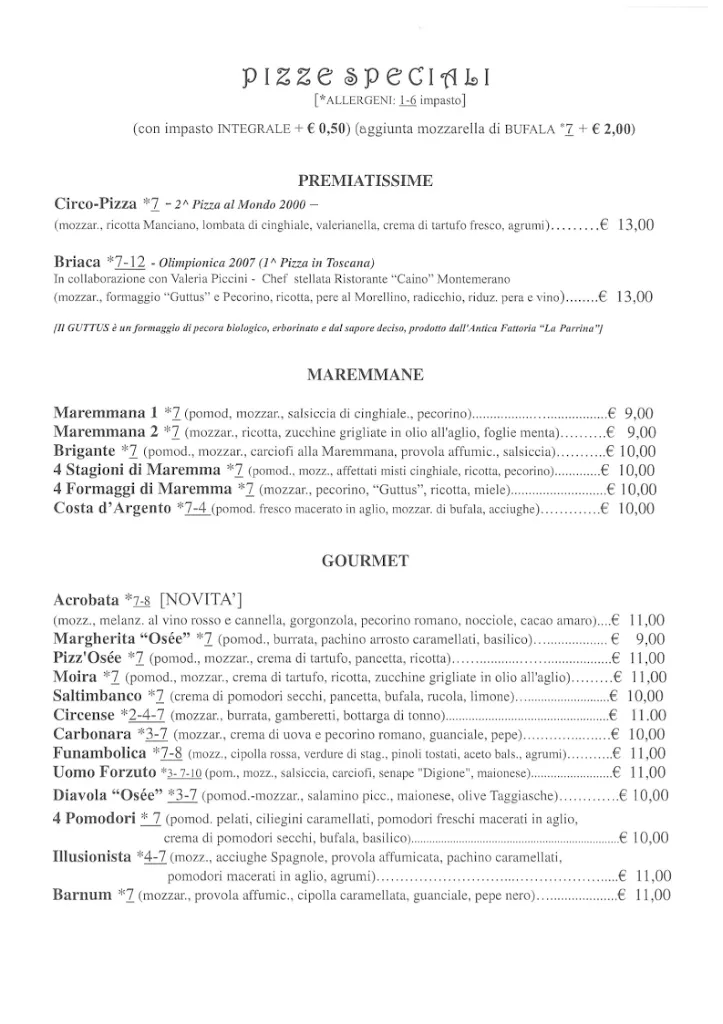Menu_Pizzeria Osée - Piatti Tipici_Manciano_immagine_4