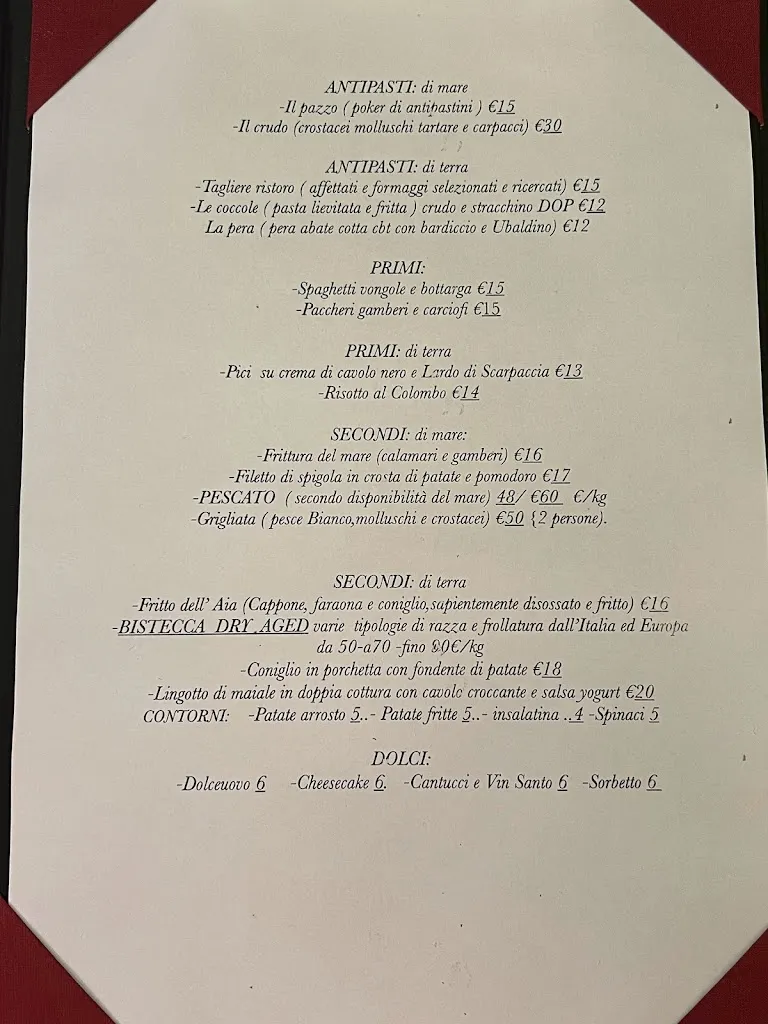 Menu_Ristorante Banco A Ristoro - Piatti di pesce e terra_Molino del Piano_image_1