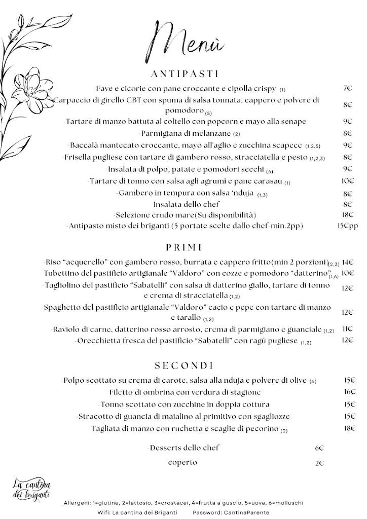Menu_Ristorante La Cantina dei Briganti_Mola di Bari_image_1