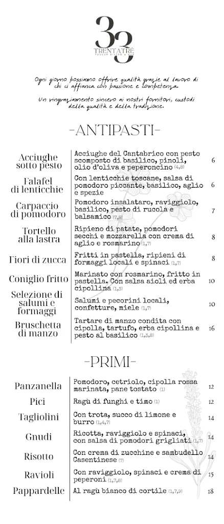 Menu_Trentatré Tuscan Bistrò & Bar_Montemignaio_image_4