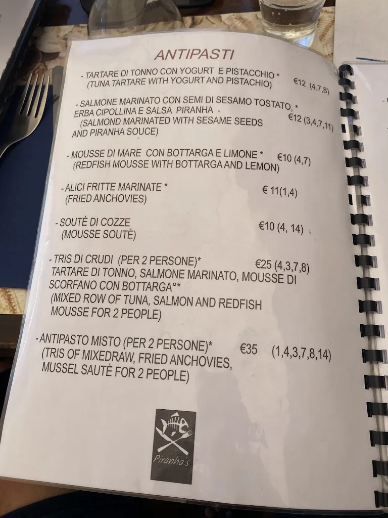 Menu_Piranha's Home Made Restaurant_Monte Argentario_image_2