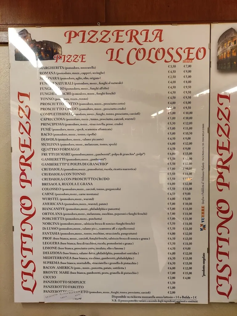 Menu_Pizzeria Il Colosseo Di Mola Giovanna_Mola di Bari_image_1