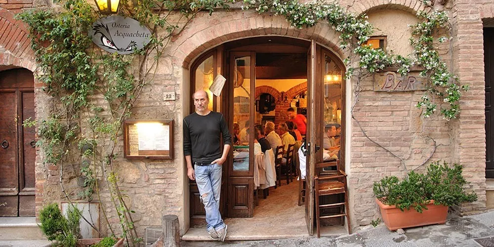 OSTERIA ACQUACHETA dal giovedì al lunedì pranzo e cena necessaria la prenotazione L'OSTESSA E L'OSTE AUGURANO BUONA VITA ristorante a Montepulciano