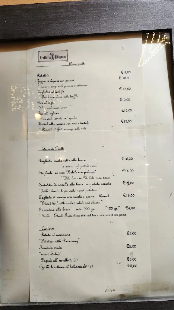 Menü_Trattoria di Cagnano_Montepulciano_Bild_1