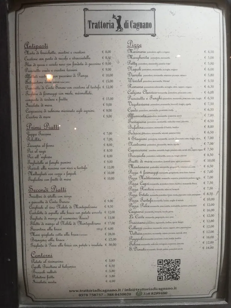 Menü_Trattoria di Cagnano_Montepulciano_Bild_2