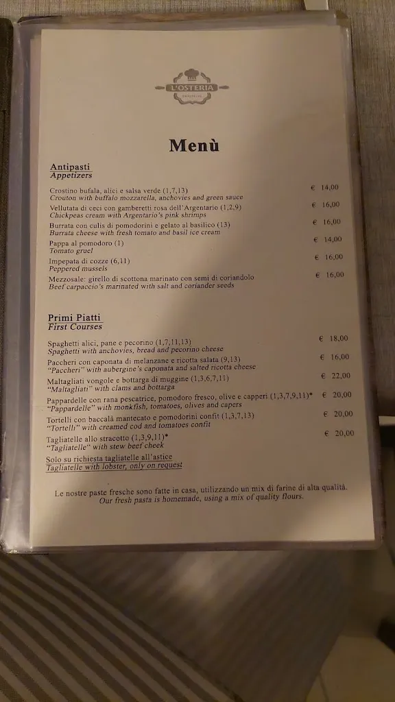Menu_L'Osteria, Via Mazzini 6 - Orbetello_Orbetello_immagine_1